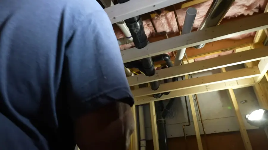 Bathroom plumbing rough-in and fixture remodel work during a plumbing service visit in Mariposa Altadena