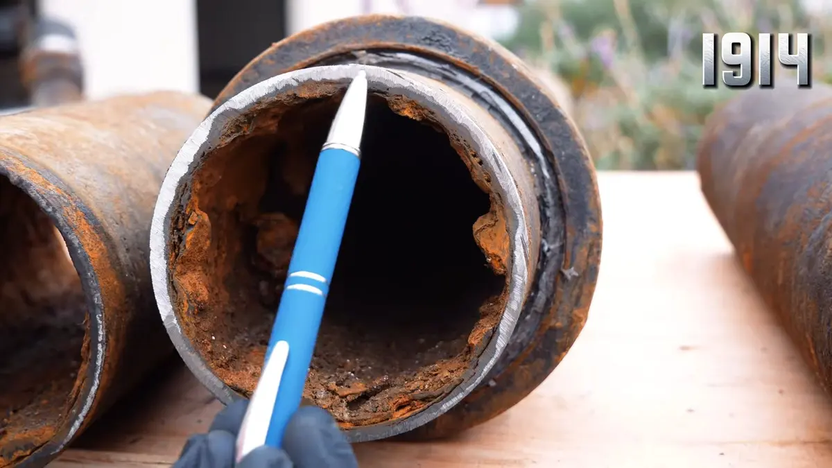 Corroded cast iron pipe and drain replacement work during a plumbing service visit in Arcadia
