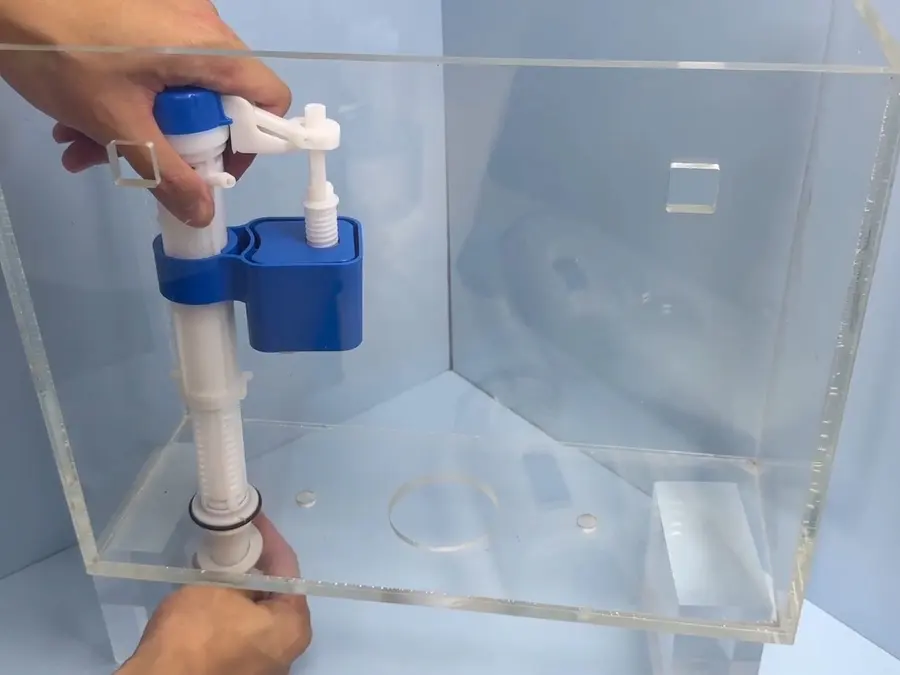 Toilet tank parts, flange, or installation hardware during a plumbing service visit in Pasadena